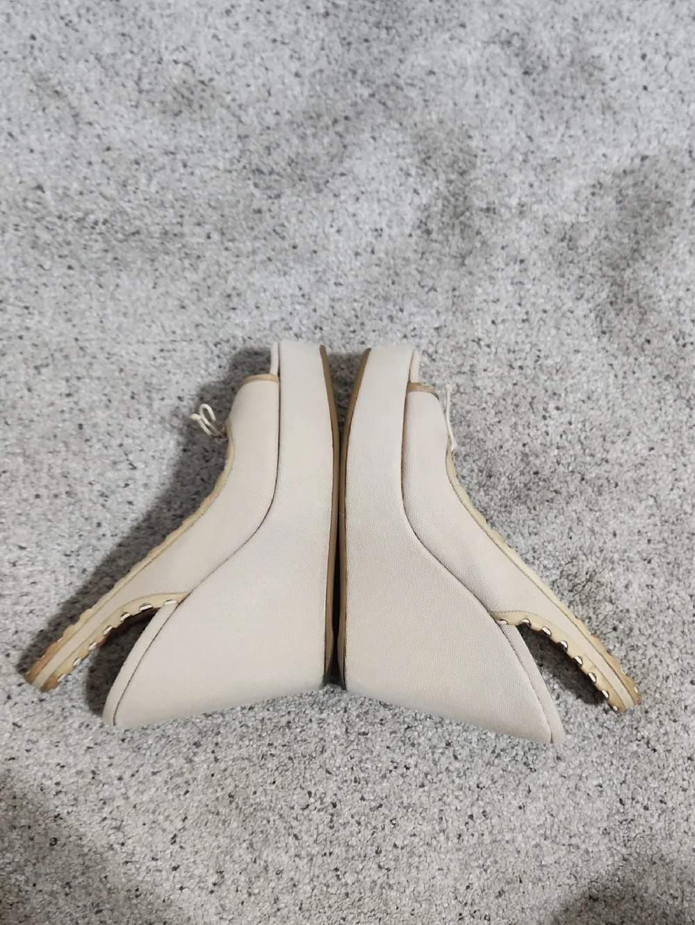 ALAIA CANVAS WOVEN WEDGE CREAM/BROWN SIZE 37/US 6.5